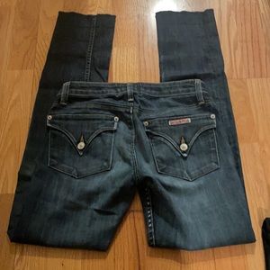 Dark but worn wash Hudson skinny jeans 24